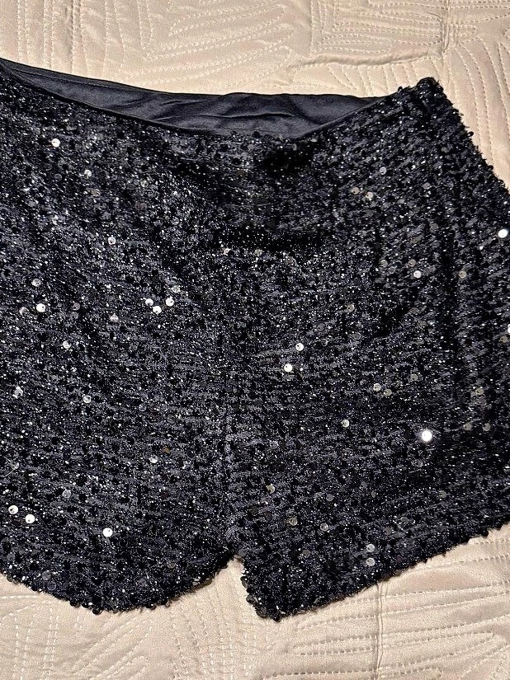SHEIN Sequin High Waist Shorts in Black Size Lg